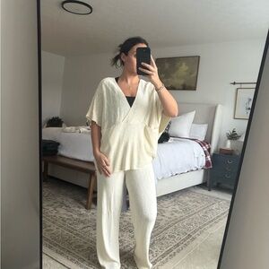 Free People Cream Jaclyn Sweater Set